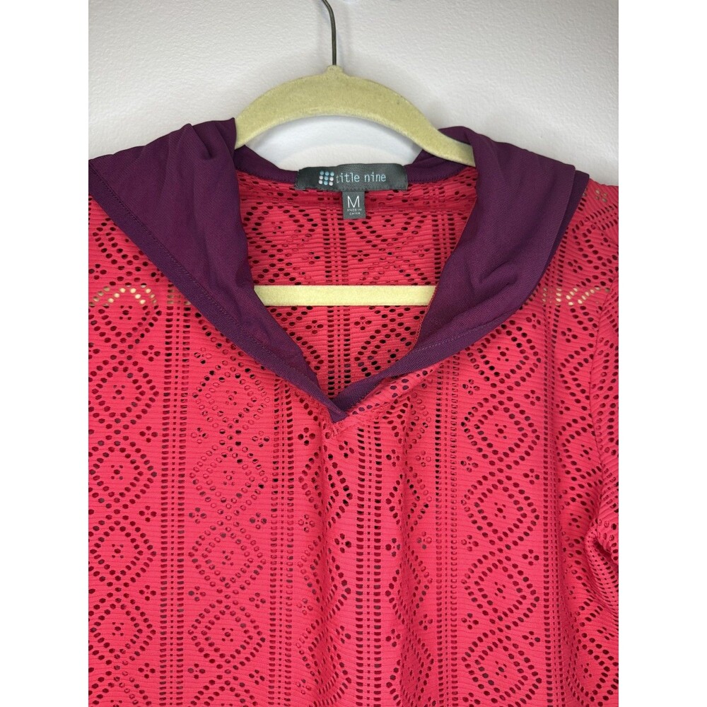 Title Nine Hider Hoodie Medium Dragonfruit Pink Purple Trim UPF 50+ Sun Shirt EU - Picture 2 of 8